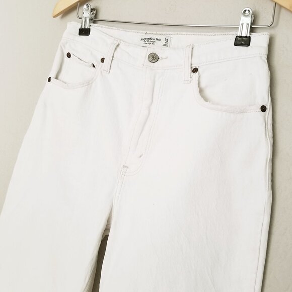 Abercrombie & Fitch Women's White Straight Leg Jeans - Picture 5 of 16